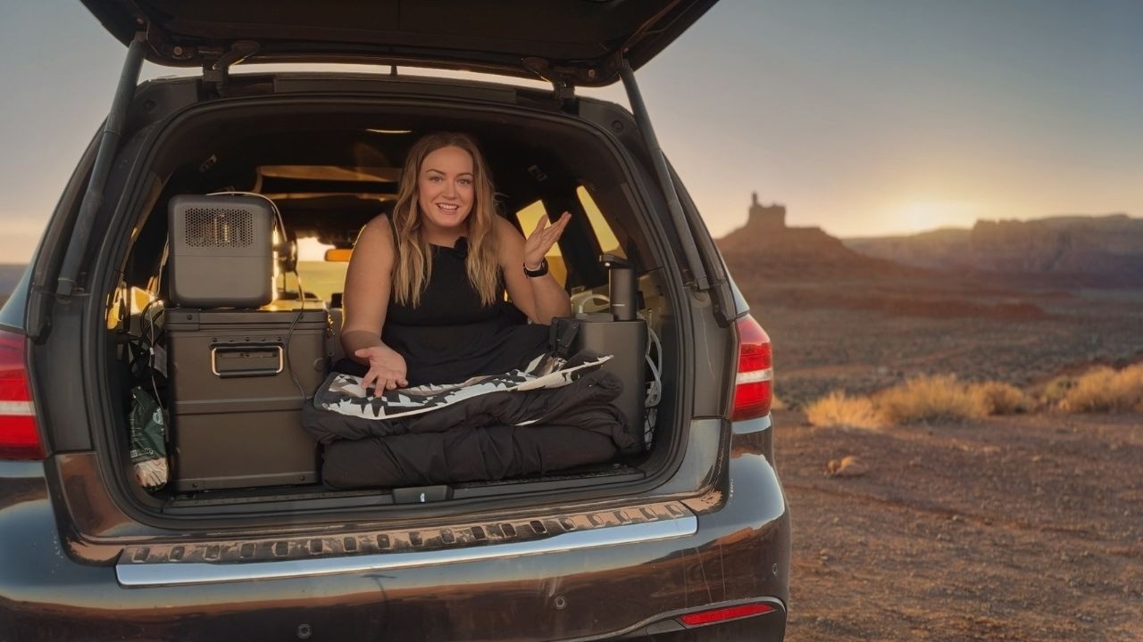 YouTube post by @nomad_unknown for – ICECOFREEZER. Caption reads: Stealth Camping in a LUXURY SUV at Walmart | Page,....
