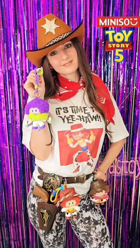 Instagram post by @tanjastoysreview for MINISO. Caption reads: 😱Omg🛍 Miniso YOYO × Toy Story 5 Keychain....