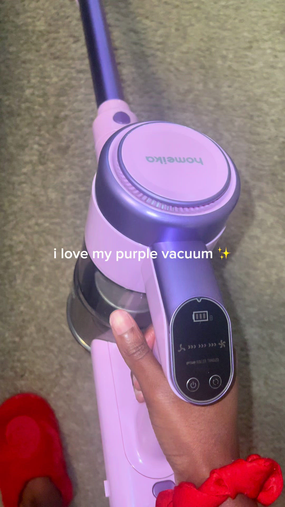 TikTok post by @mygirlessence for Homeika. Caption reads: obsessed with this vacuum @Homeika US....