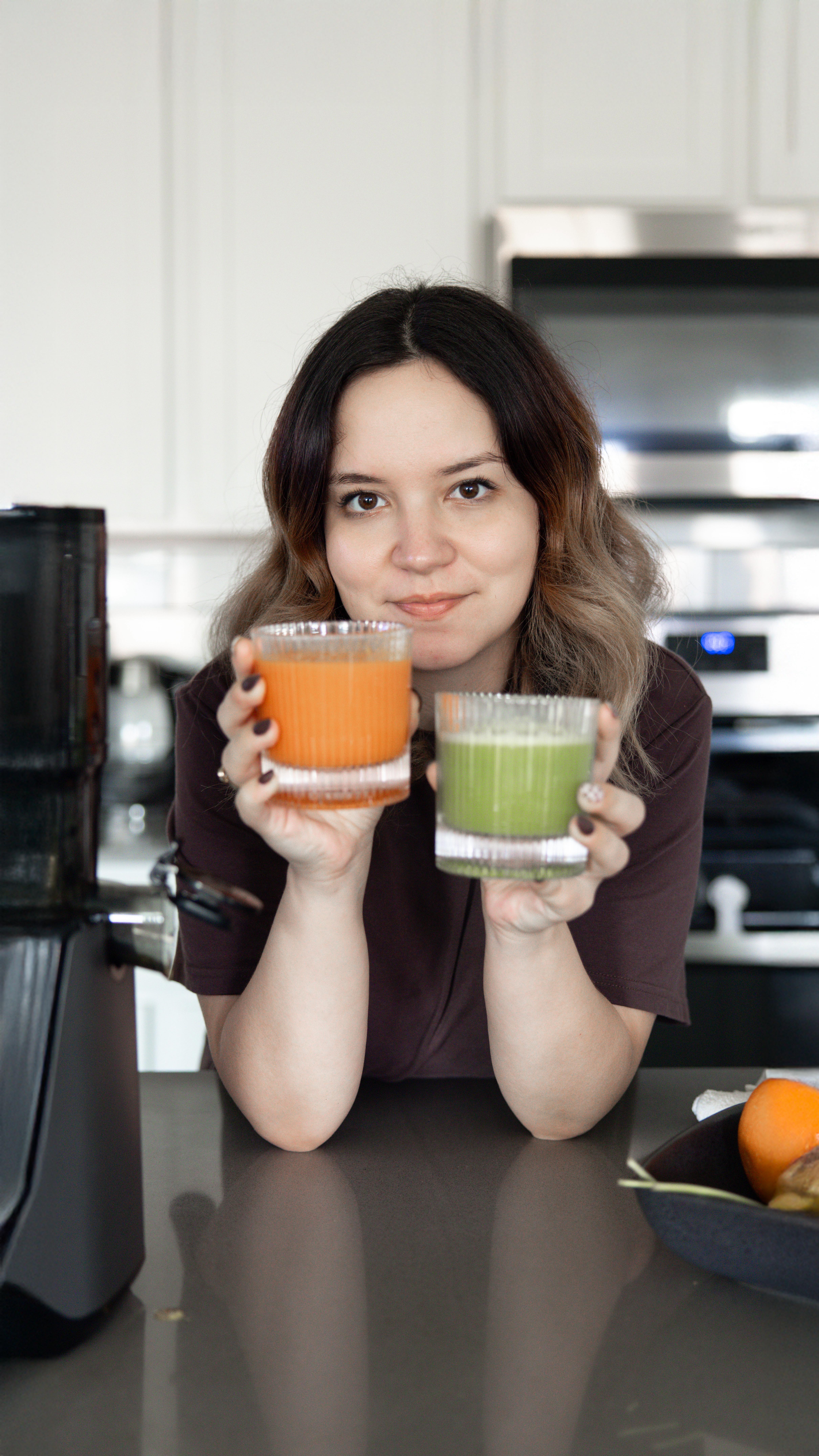 Instagram post by @simplyesrag for Ciarra Appliances. Caption reads: 🍊 Fresh juices, growing bump & a little self-care....