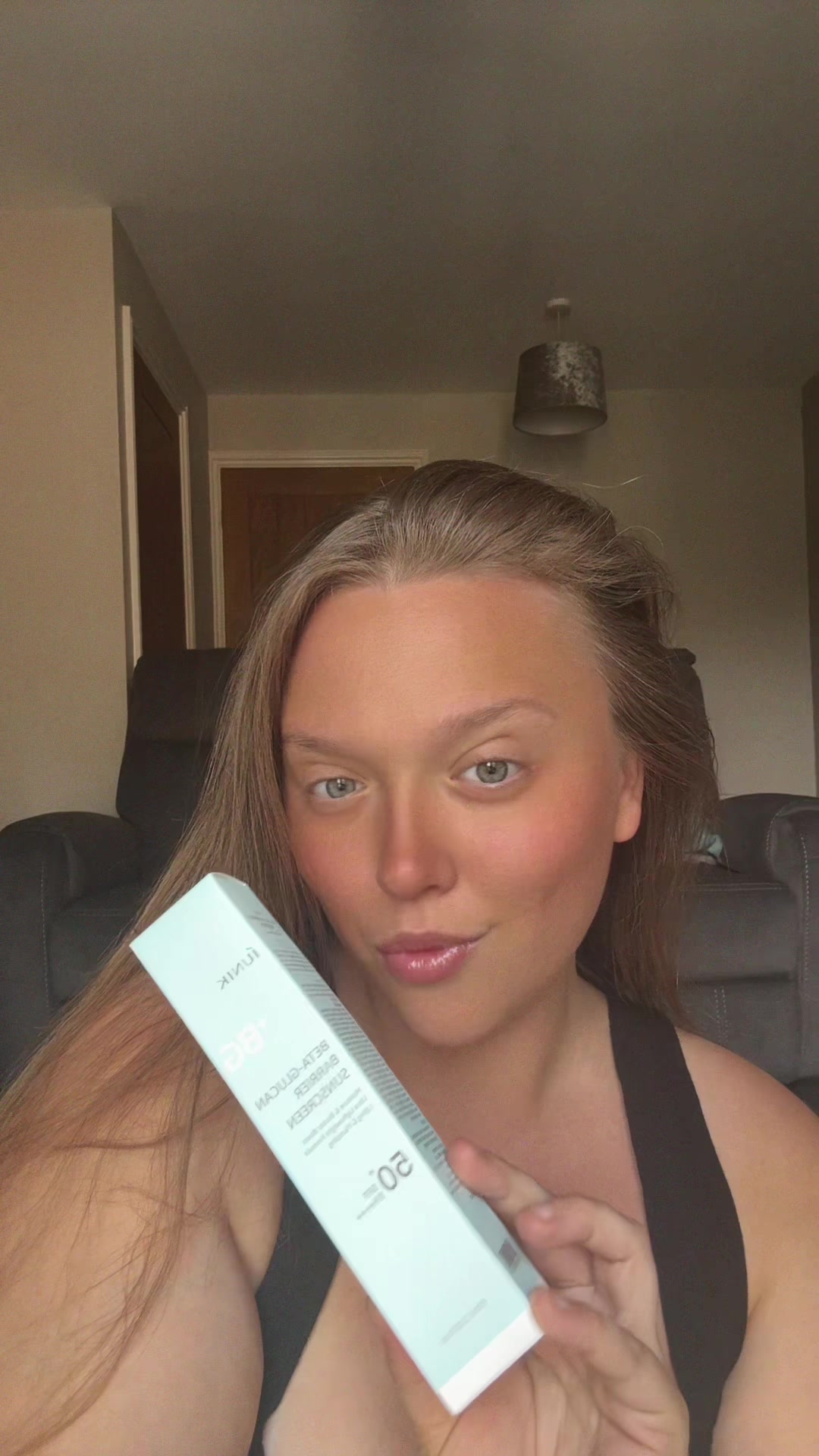 TikTok post by @itschloeeexxxx for IUNIK. Caption reads: Obsessed with the barrier sunscreen from @IUNIK 😍....