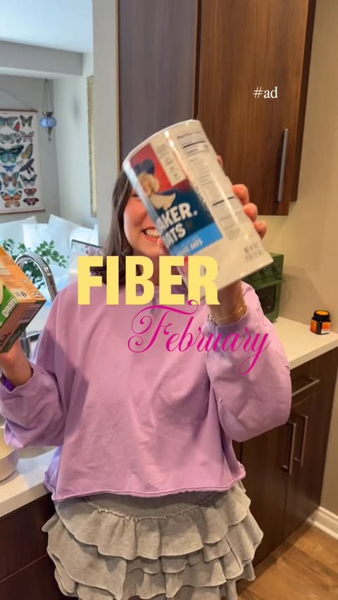 Instagram post by @reagan.baylee for Quaker Oats. Caption reads: FIBER + FEBRUARY 🩷 #ad I’m getting in my fiber....