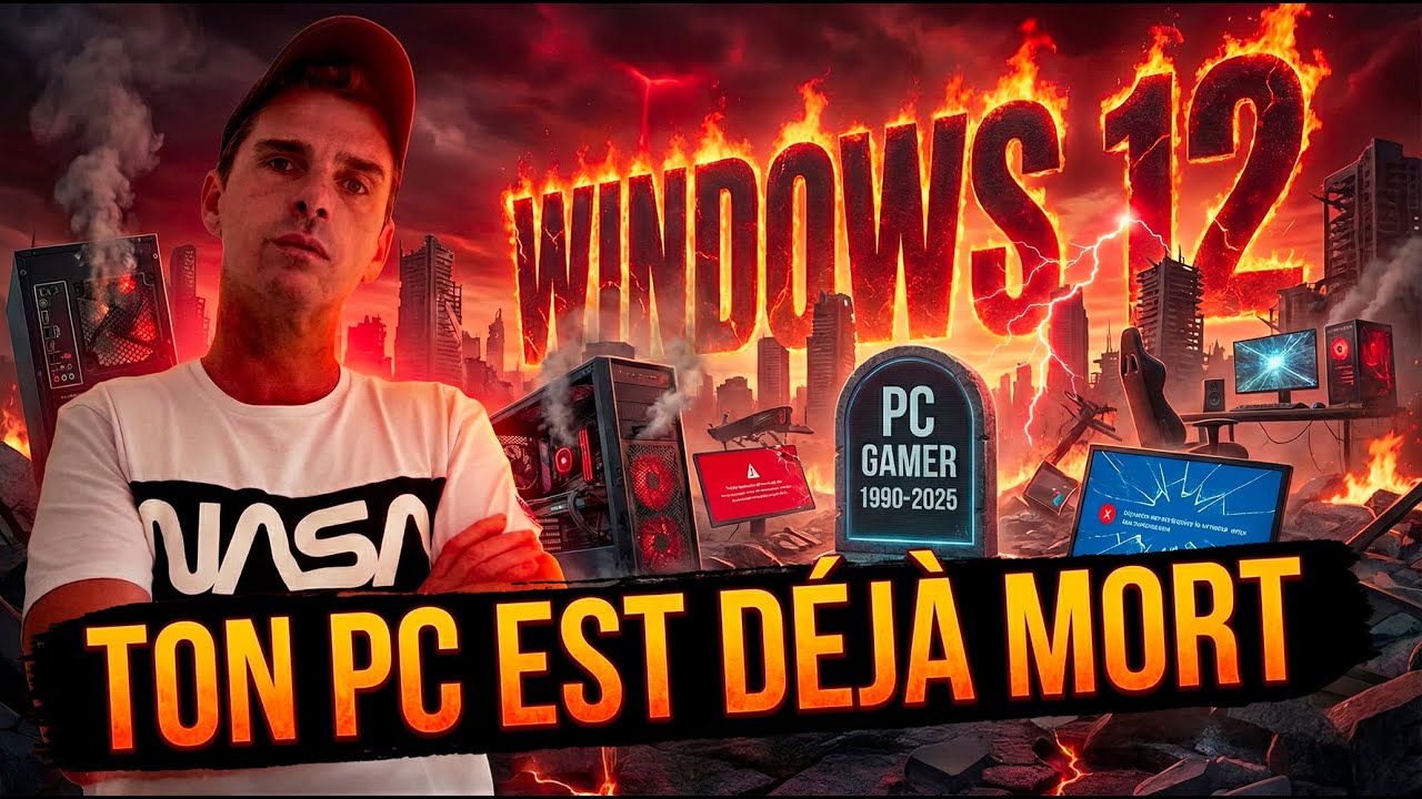 YouTube post by @PAXPC for Gvgmall. Caption reads: Windows 12: YOUR PC IS ALREADY OBSOLETE!.