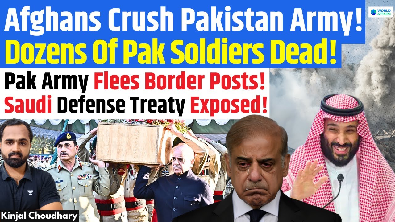 YouTube post by @WorldAffairsUnacademy for Unacademy. Caption reads: Afghan-Pakistan Border War Erupts! Taliban Capture....