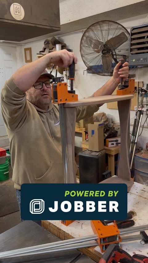 Instagram post by @danieldunlap.woodworks for Jobber. Caption reads: [...] everywhere… that stuff adds up....