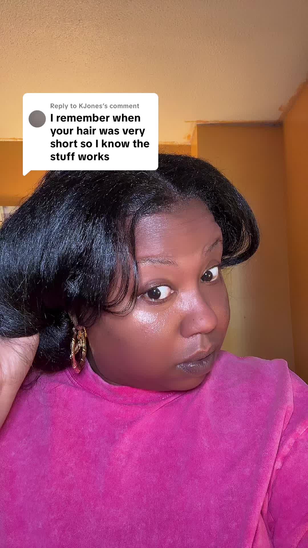 TikTok post by @starrvibes_222 for Bask and Lather Co. Caption reads: Replying to @KJones @Bask and Lather Co #hairtok....