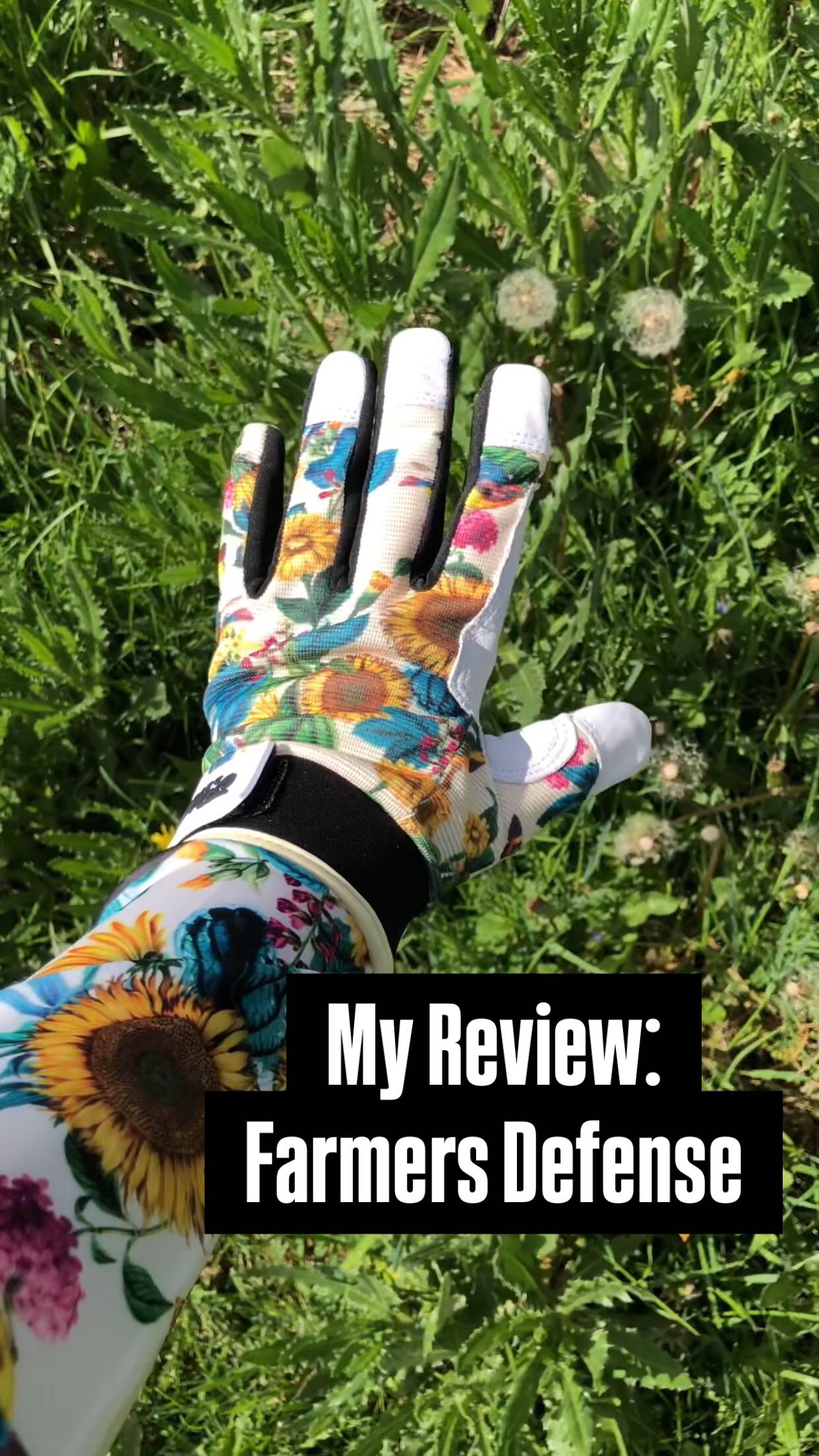 Instagram post by @hayyyfarms for Farmers Defense. Caption reads: [...] Rugged Guard Leather Gloves from....