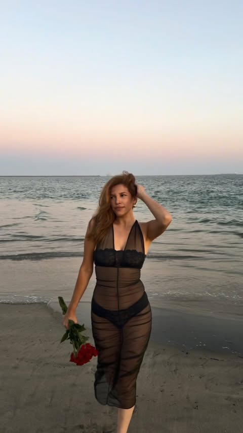 Instagram post by @alexisbeckman_ for Adore Me. Caption reads: [...] the Eave Slip for your next date night.....