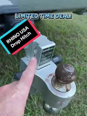 TikTok post by @that__1guy for RHINO USA. Caption reads: Rhino USA Adjustable Trailer Hitch 2 inch [...].