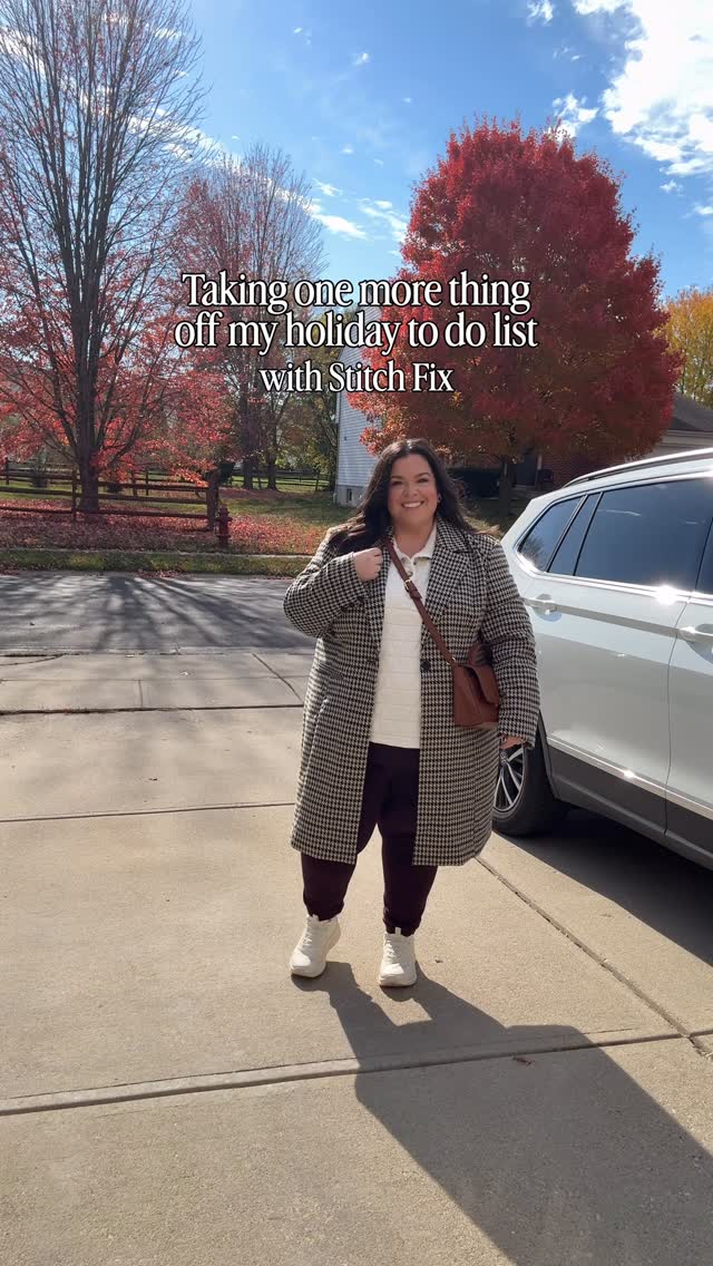 Instagram post by @natalie.kiddey for Stitch Fix. Caption reads: Ready for the holidays with @stitchfix! 🎄✨ One....