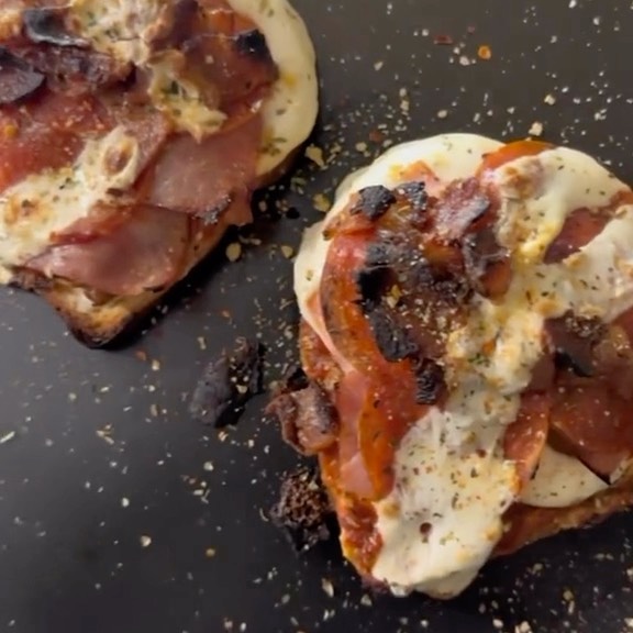 Instagram post by @definitelydapper for The Sola Company. Caption reads: [...] come get you some this pizza toast....