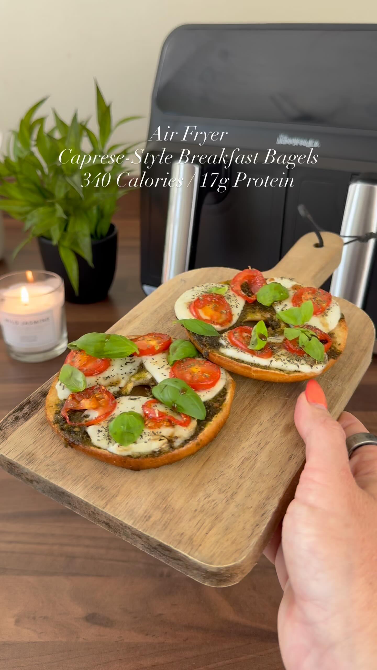 Instagram post by @slimming.gym.and.gin for The Skinny Food Co. Caption reads: Recipe in caption ⬇️
Air Fryer Caprese-Style....