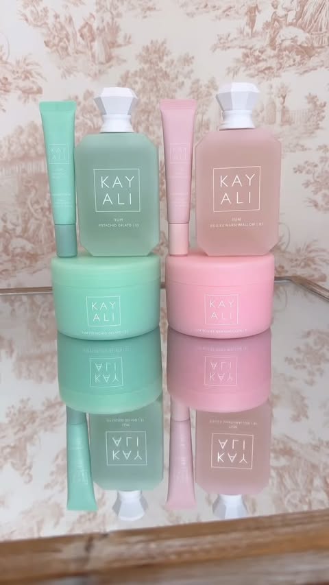 Instagram post by @roxslayofficial for KAYALI FRAGRANCES. Caption reads: Are you team marshmallow or pistachio? #ad @kayali....