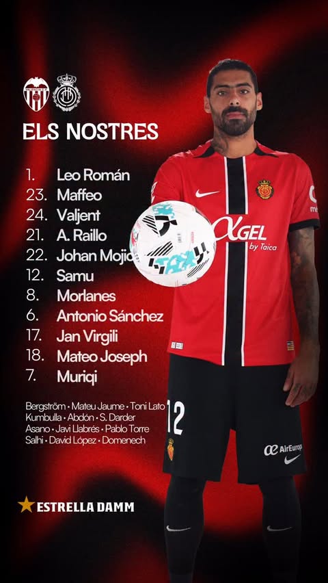 Instagram post by @rcdmallorcaoficial for Estrella Damm. Caption reads: XI 👹🖤.