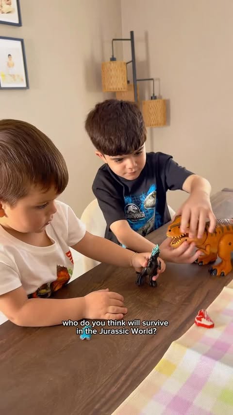 Instagram post by @lizys.world for Jurassic World. Caption reads: [...] year 🦖 The kids woke up to a full Jurassic....