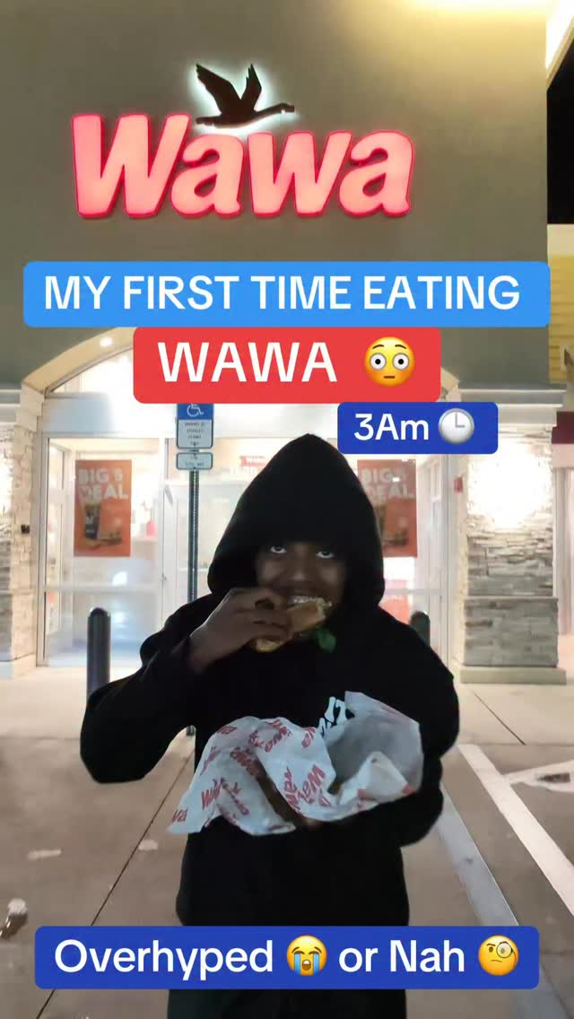 Instagram post by @jimyofficial for Wawa. Caption reads: My first time eating at @wawa 🥳 I always hear....