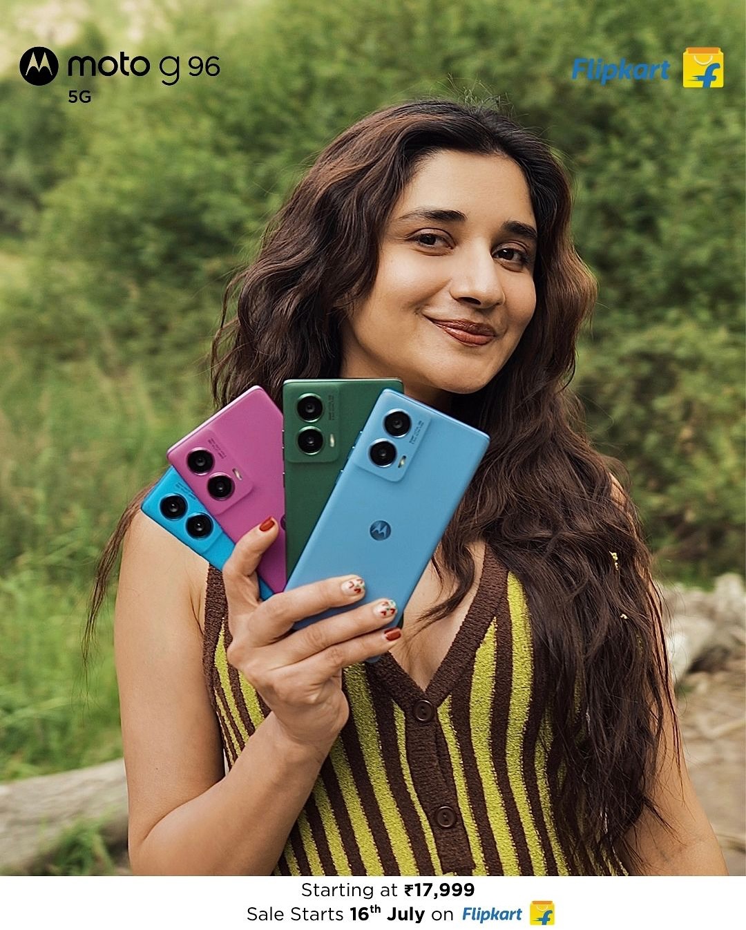 Instagram post by @officialkanikamann for Motorola. Caption reads: The Moto g96 5G isn’t just a phone, it’s my go-to....