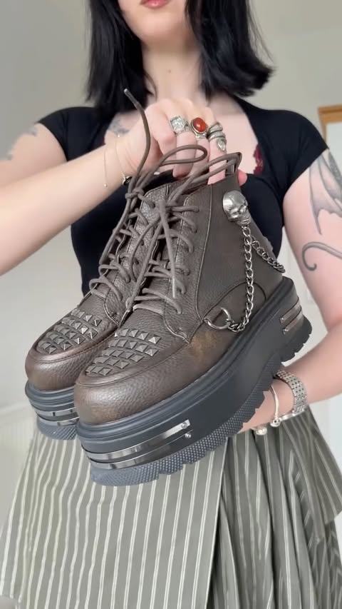 Instagram post by @bookswithgray for Koi Footwear. Caption reads: [...] inspo for my alternative girlies with....