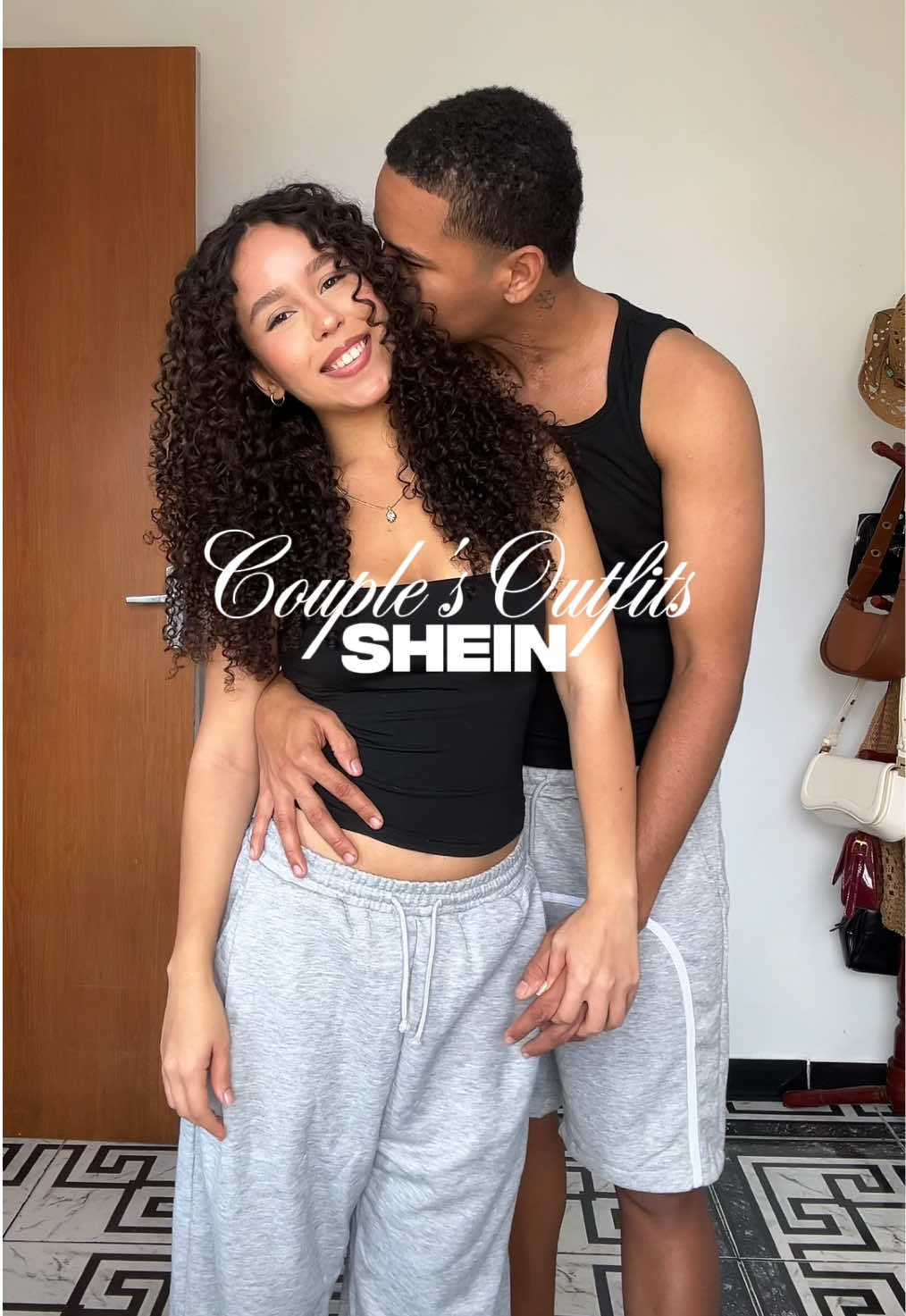 TikTok post by @icaroliana for SHEIN MEN. Caption reads: [...] 🏷️ @SHEIN @SHEIN Brasil @SHEIN MEN #casal....