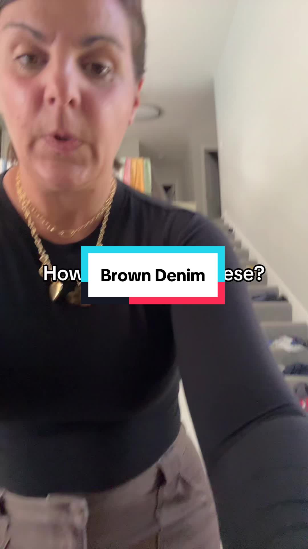 TikTok post by @tarabauman80 for Freckled Poppy. Caption reads: #judybluewideleg #chocolatebrowndenim....