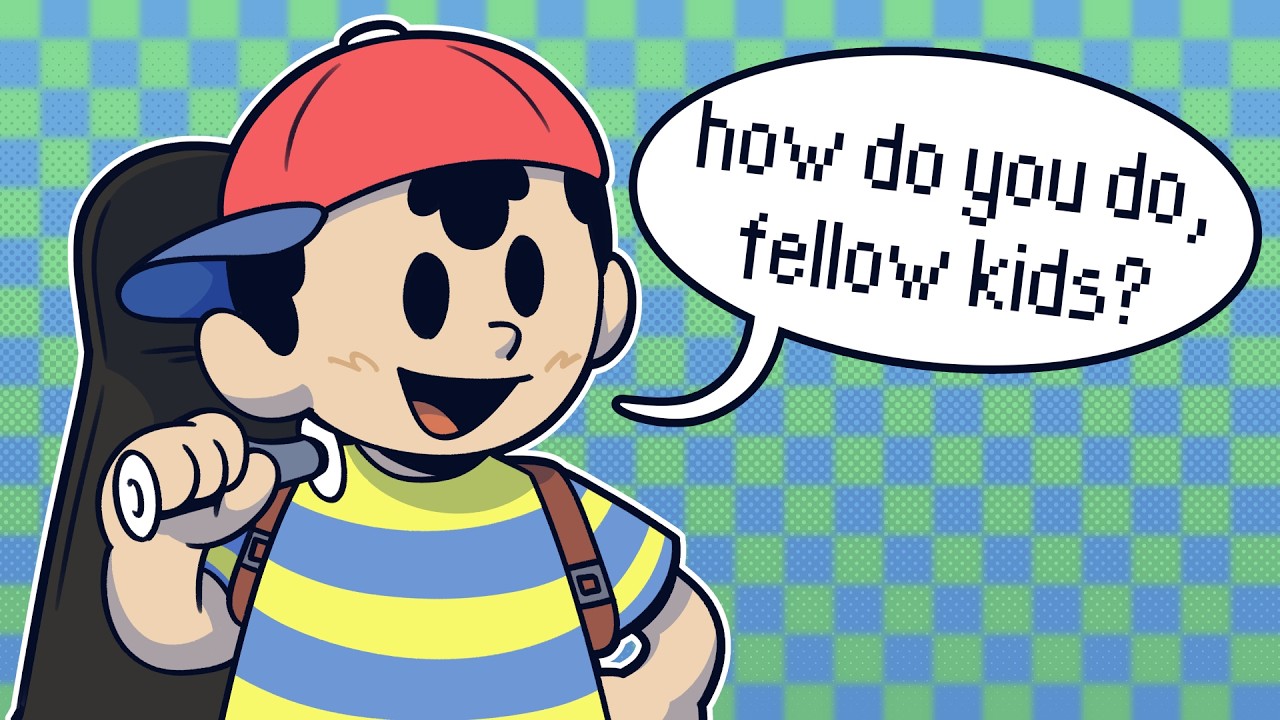 YouTube post by @turndownforwalt for INTO THE AM. Caption reads: Nintendo Nerfed Ness For A Crime He Didn't Commit.
