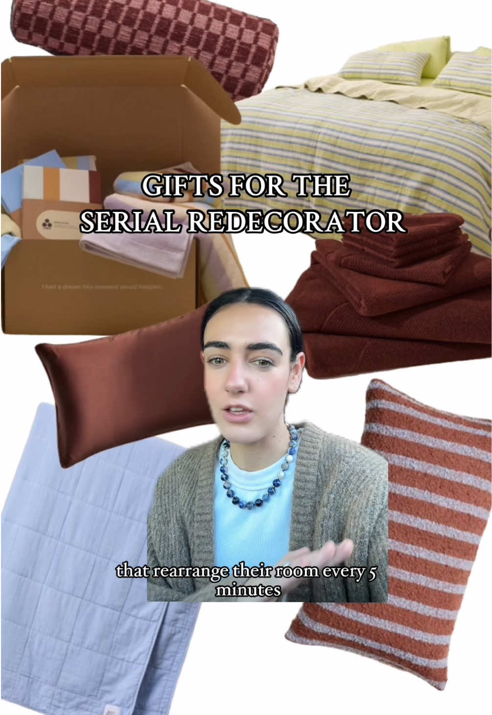 TikTok post by @cindamcgarrity for Sheet Society. Caption reads: [...] home a refresh, this gift guide and @Sheet....