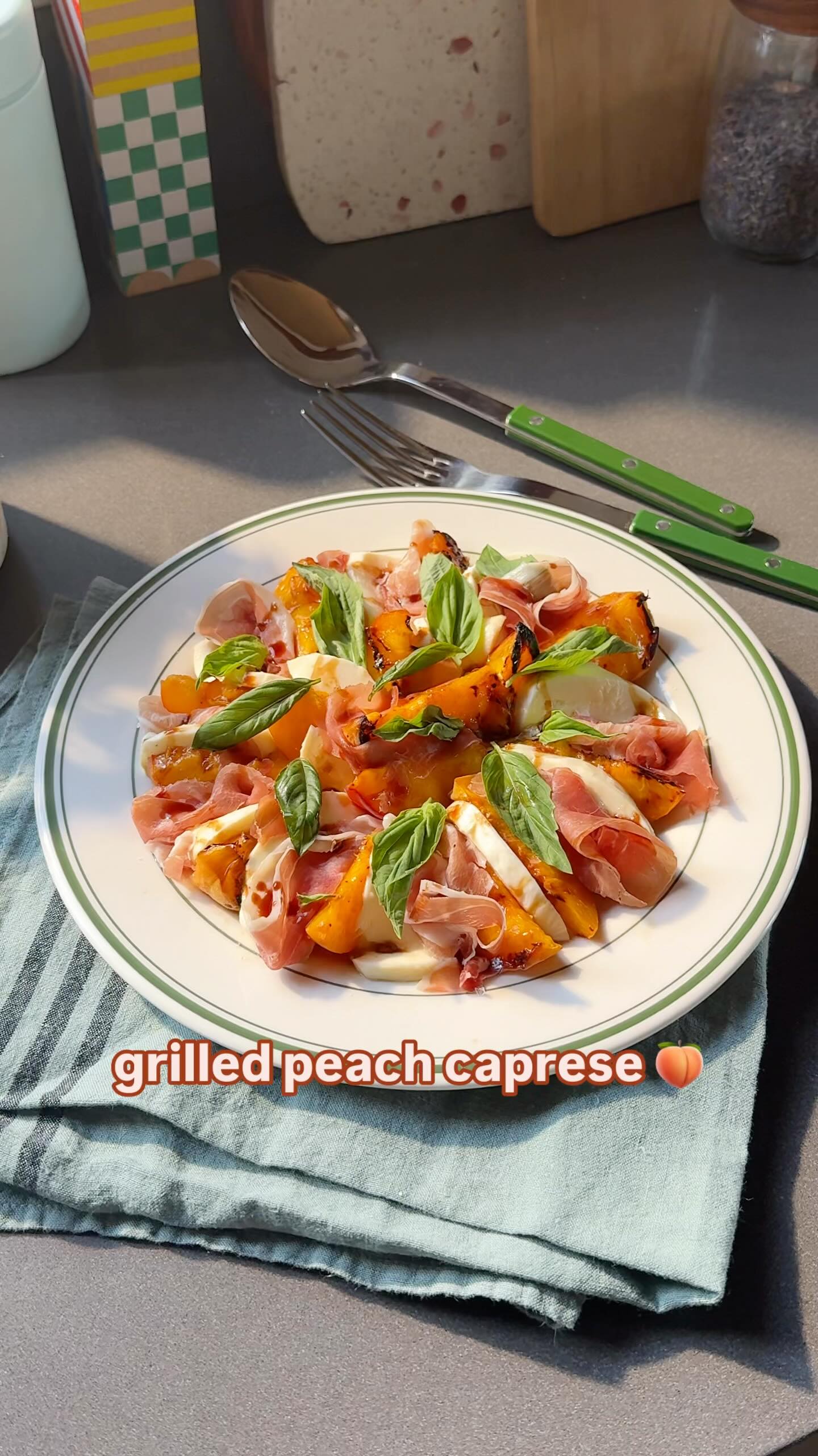 Instagram post by @alexanderbakes for Thrive Market. Caption reads: Have you ever grilled a peak-season peach? 🍑 We....