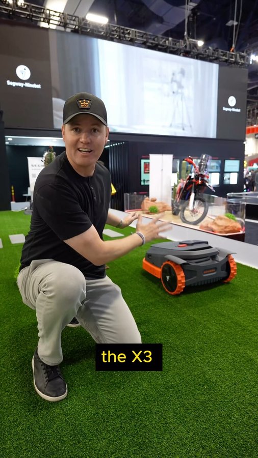 Instagram post by @whatsinside for Segway Navimow. Caption reads: Smartest Tech for your yard at CES 2025! @navimow....