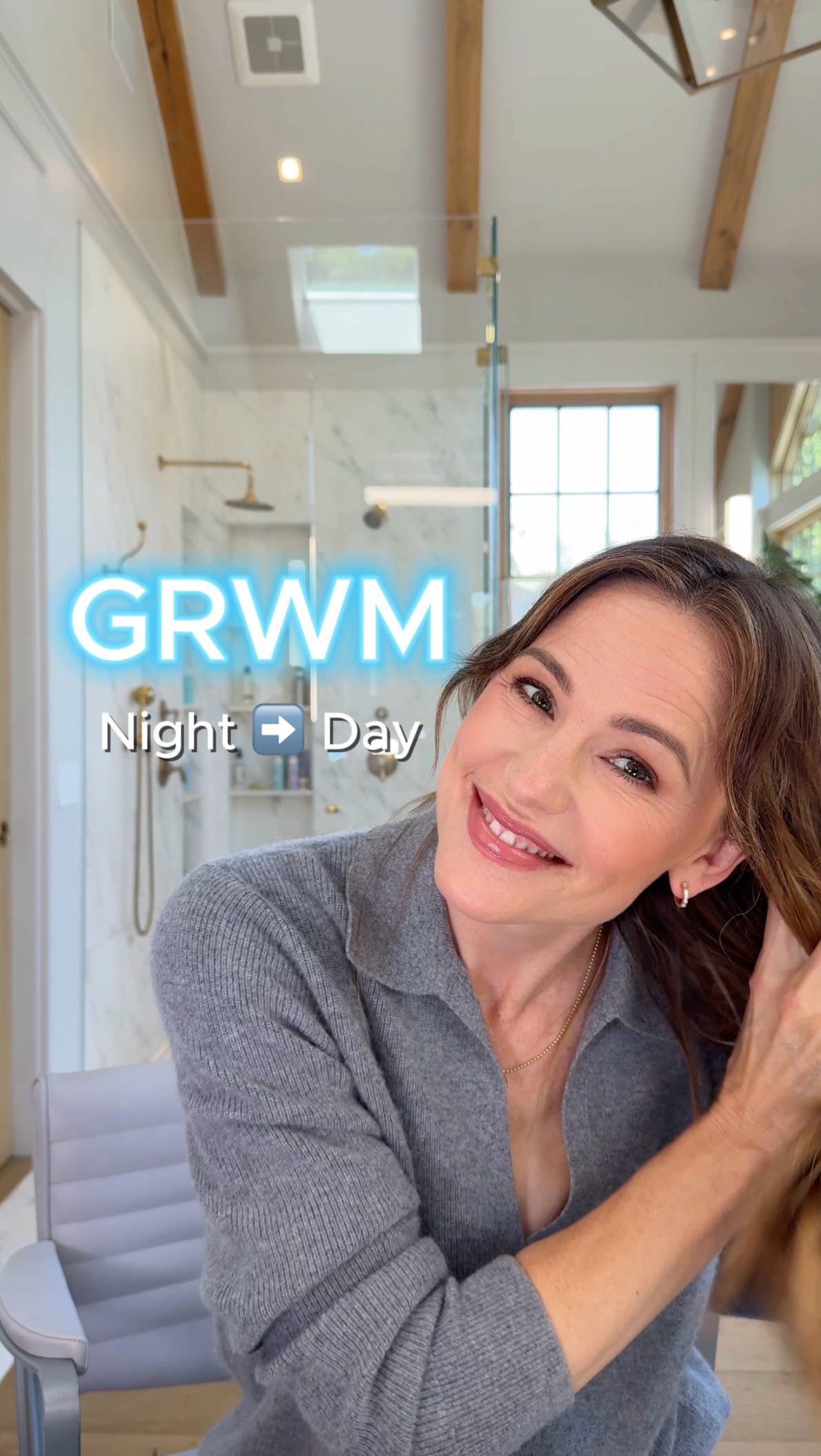 Instagram post by @jennifer.garner for Virtue Labs. Caption reads: GRWM: sundown to sun up edition. 🌙 ➡️☀️ Allow me....