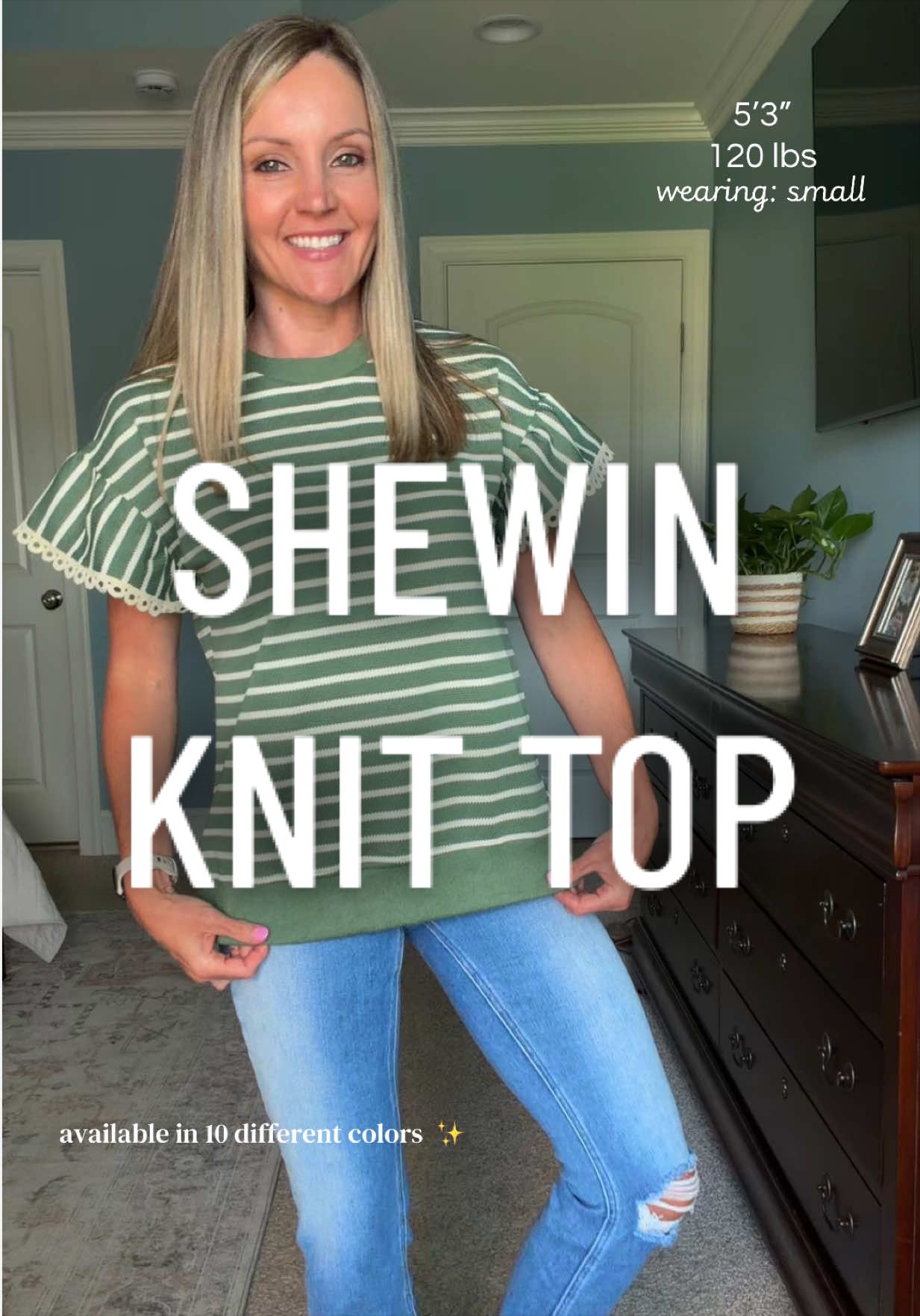 TikTok post by @hollyannblanton for Shewin. Caption reads: [...] scalloped sleeves = instant favorite ✨....