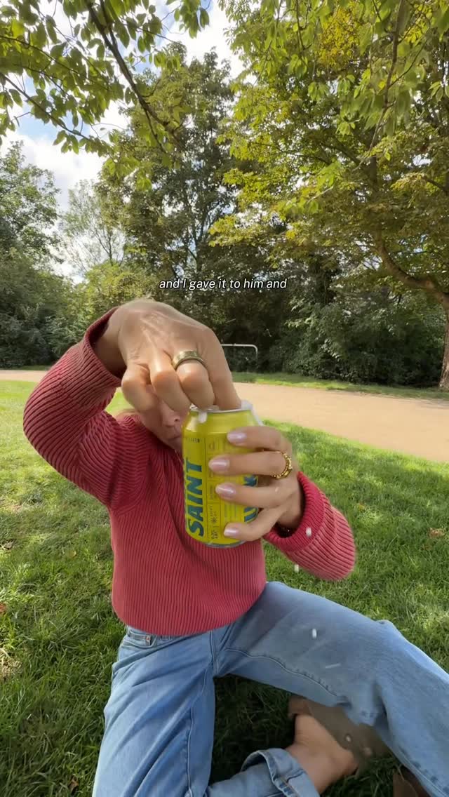 Instagram post by @lucyge0rgia for Lucky Saint. Caption reads: a @luckysaintbeer at lunch Y or N??? comment below....