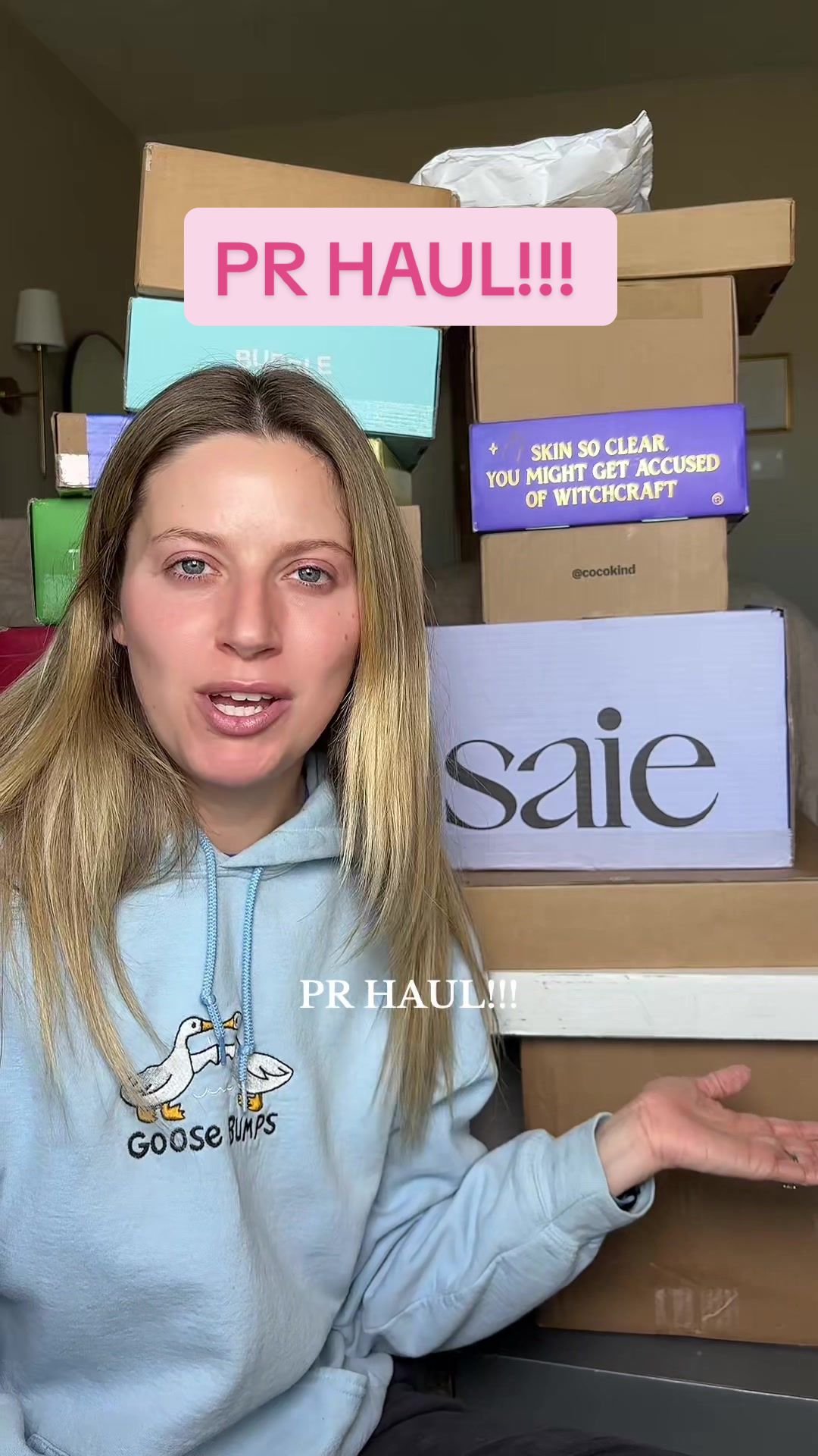 TikTok post by @skincarewithshelbs for BYOMA. Caption reads: [...] Choice @Bubble Skincare @byoma @Saie @Gisou....