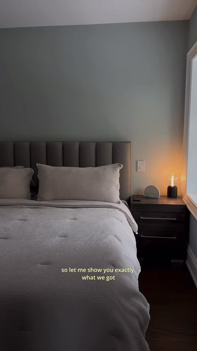 Instagram post by @marinarossa for The Brick. Caption reads: bedroom makeover @brickwarehouse 🛋️ our mattress....