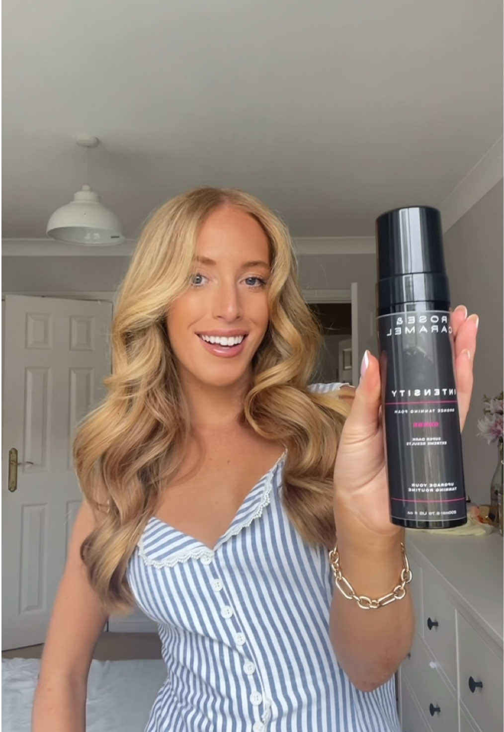 TikTok post by @laura_duhig for Rose & Caramel. Caption reads: Tan transition for @Rose & Caramel 15th birthday ✨....