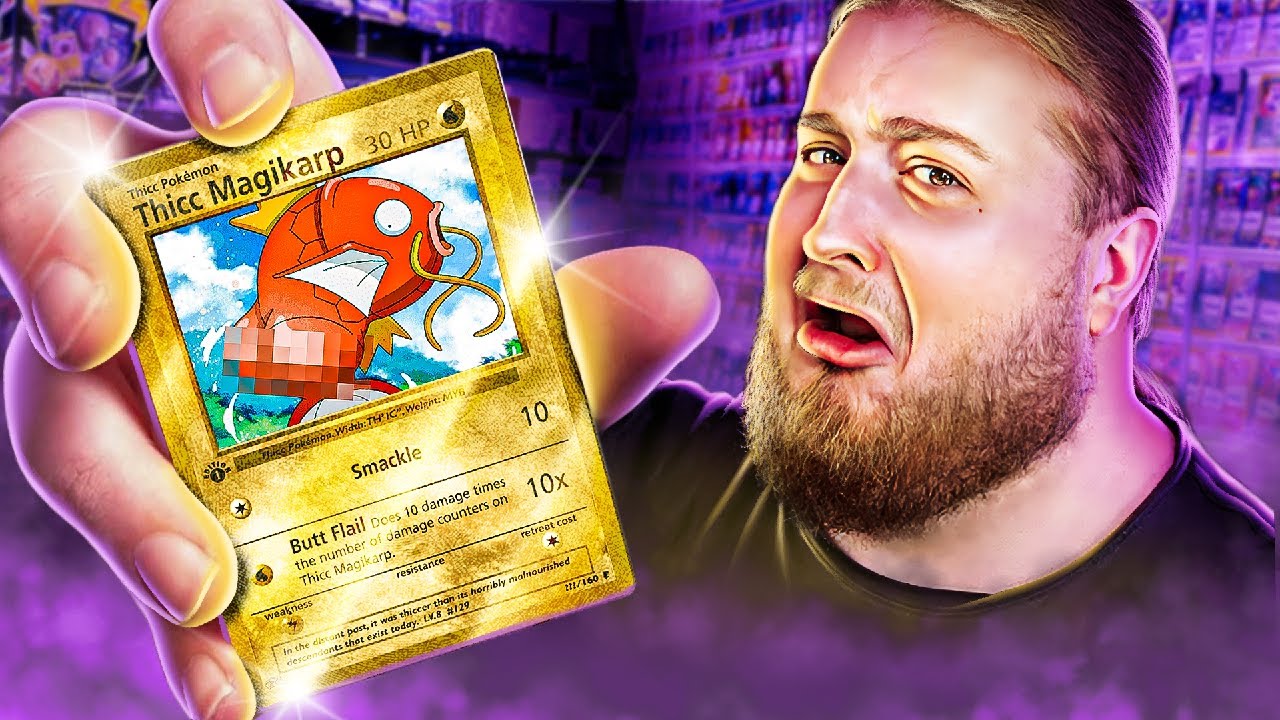 YouTube post by @Purplecliffe for TokyoTreat. Caption reads: I Bought the CRAZIEST Fake Pokemon Cards.