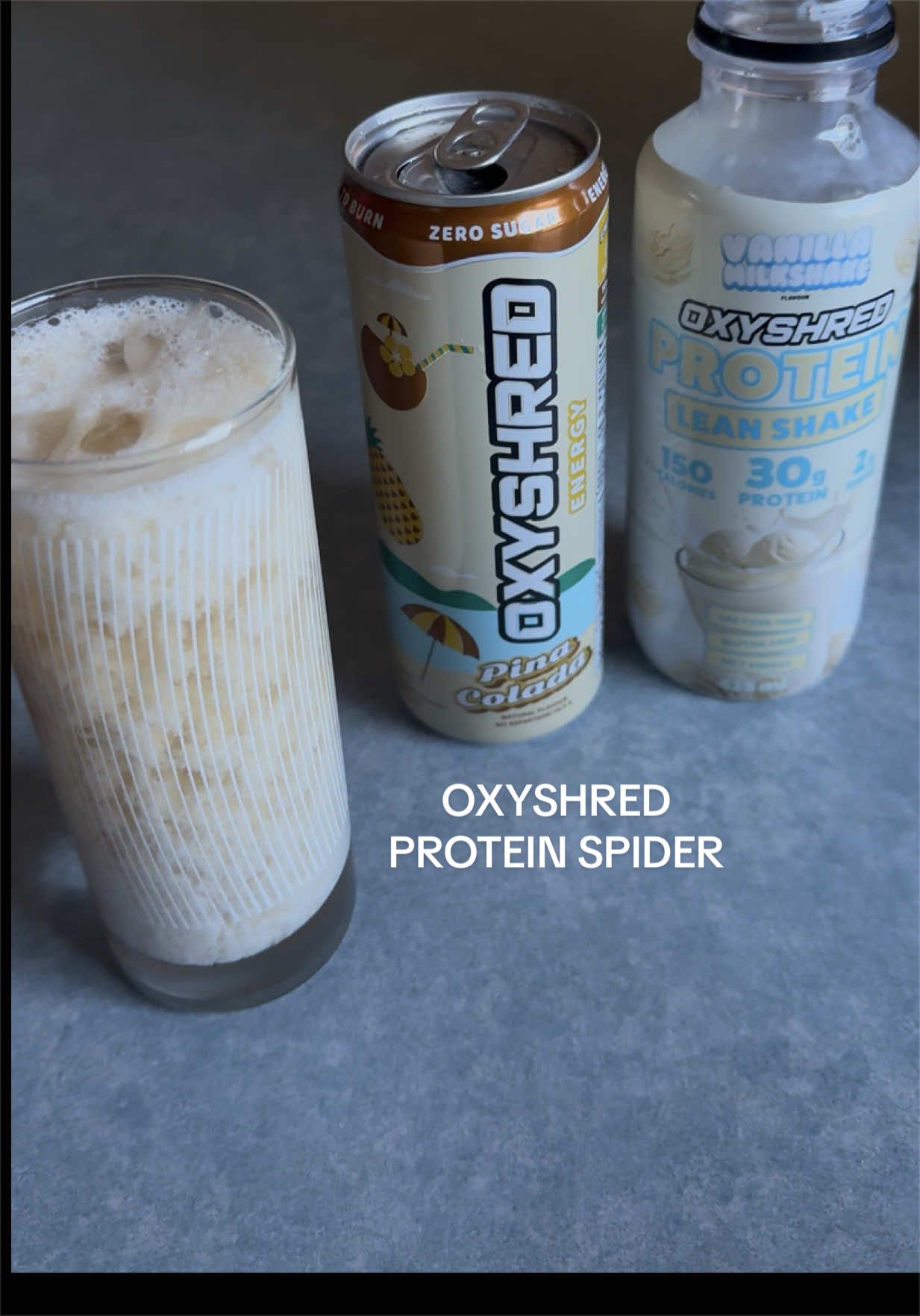 TikTok post by @kirrafit for OxyShred Energy. Caption reads: [...] oxyshred spider hack for me rn!!!) @OxyShred....