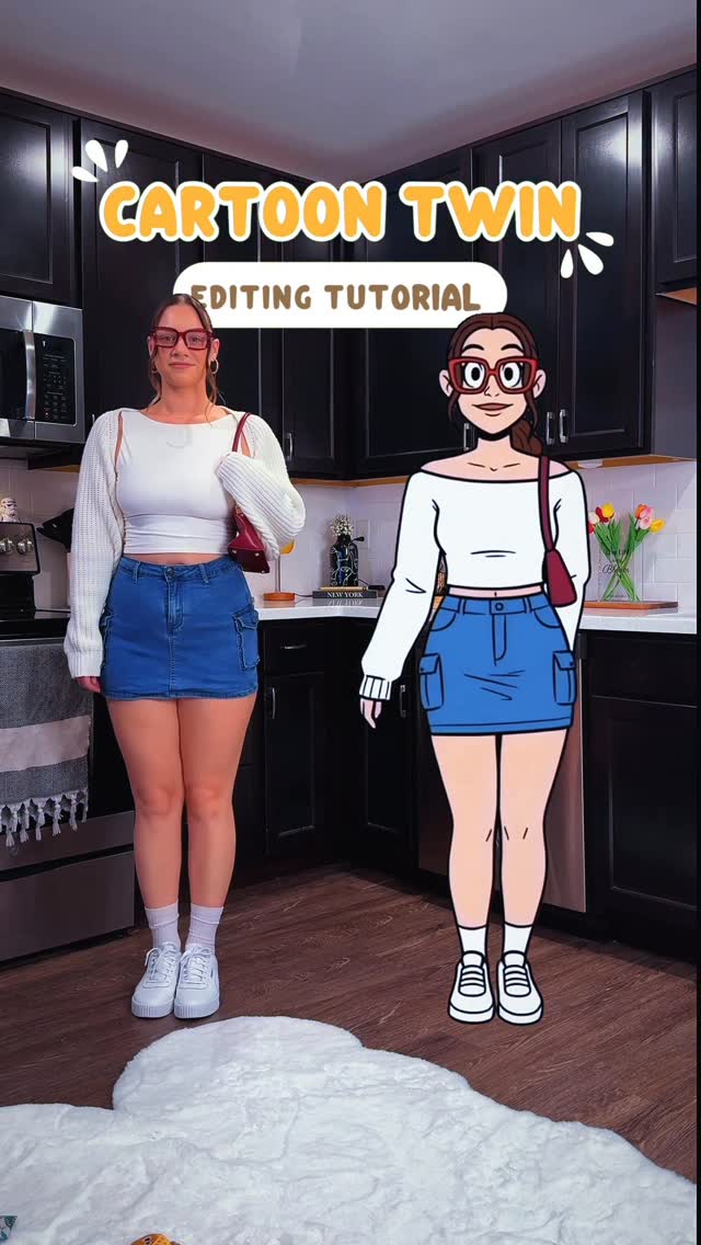 Instagram post by @mirandamorey_ for CapCut. Caption reads: Create a animated cartoon of yourself in minutes....