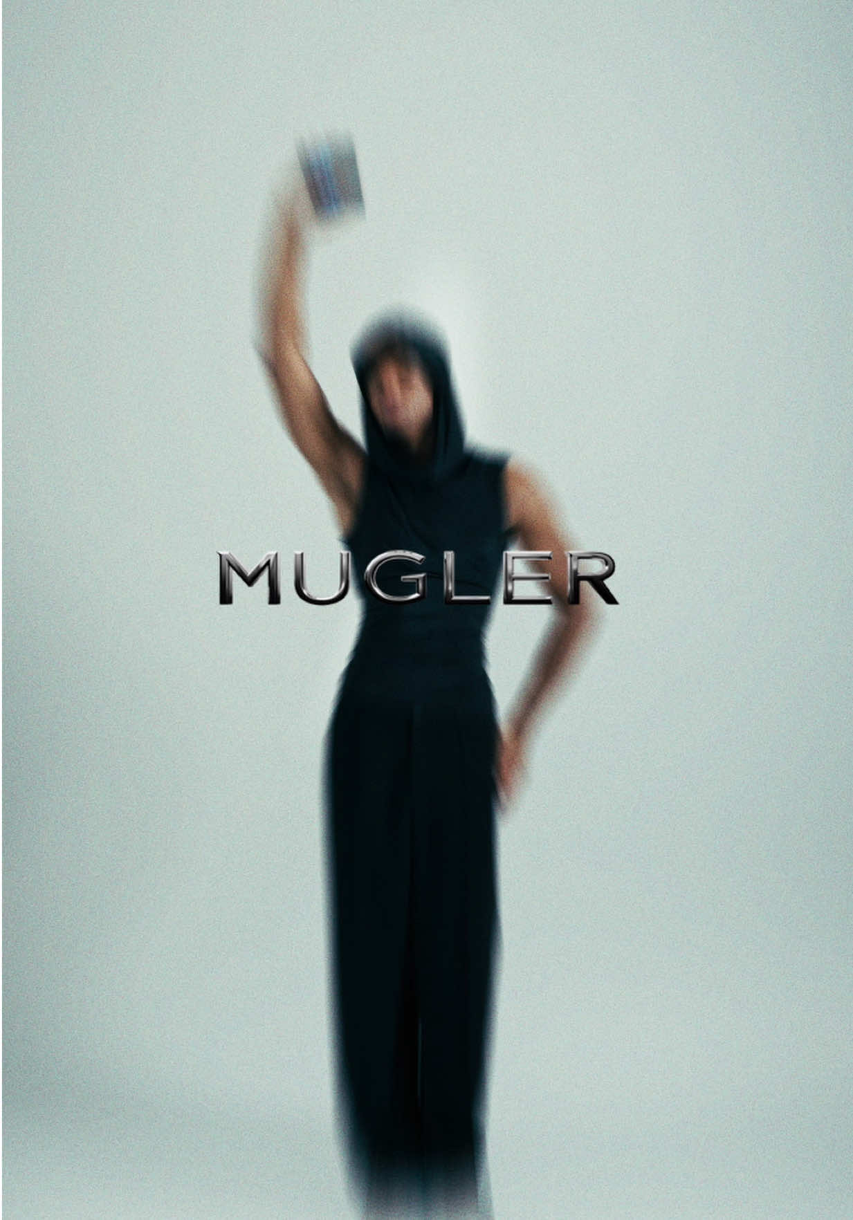 TikTok post by @jermaine for Mugler. Caption reads: [...] - the pistachio note lifts me higher✨....