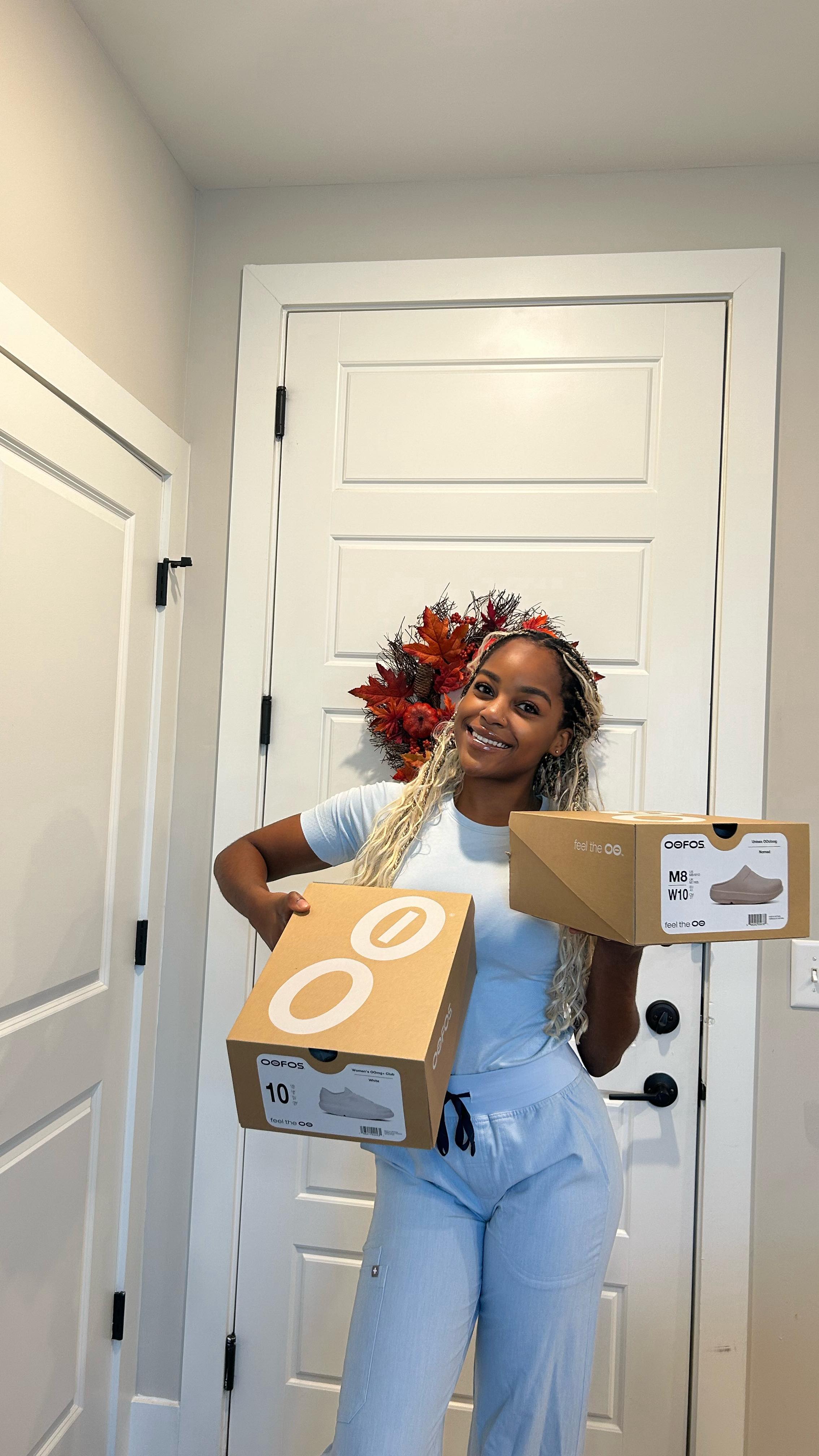 Instagram post by @jasmineofodu for OOFOS. Caption reads: You told me to try OOFOS… so I did. 👟
Between the....