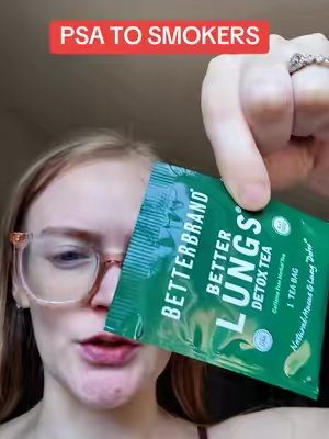 TikTok post by @callmedaddyk.at for BetterBrand. Caption reads: @Betterbrand better lungs detox tea is here to....
