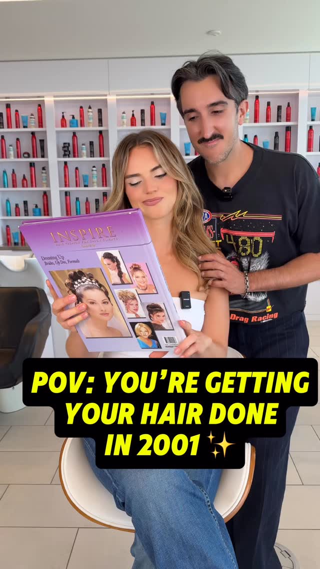 Instagram post by @claytonhawkins for SexyHair. Caption reads: POV: you’re getting your hair done in 2001 💿....