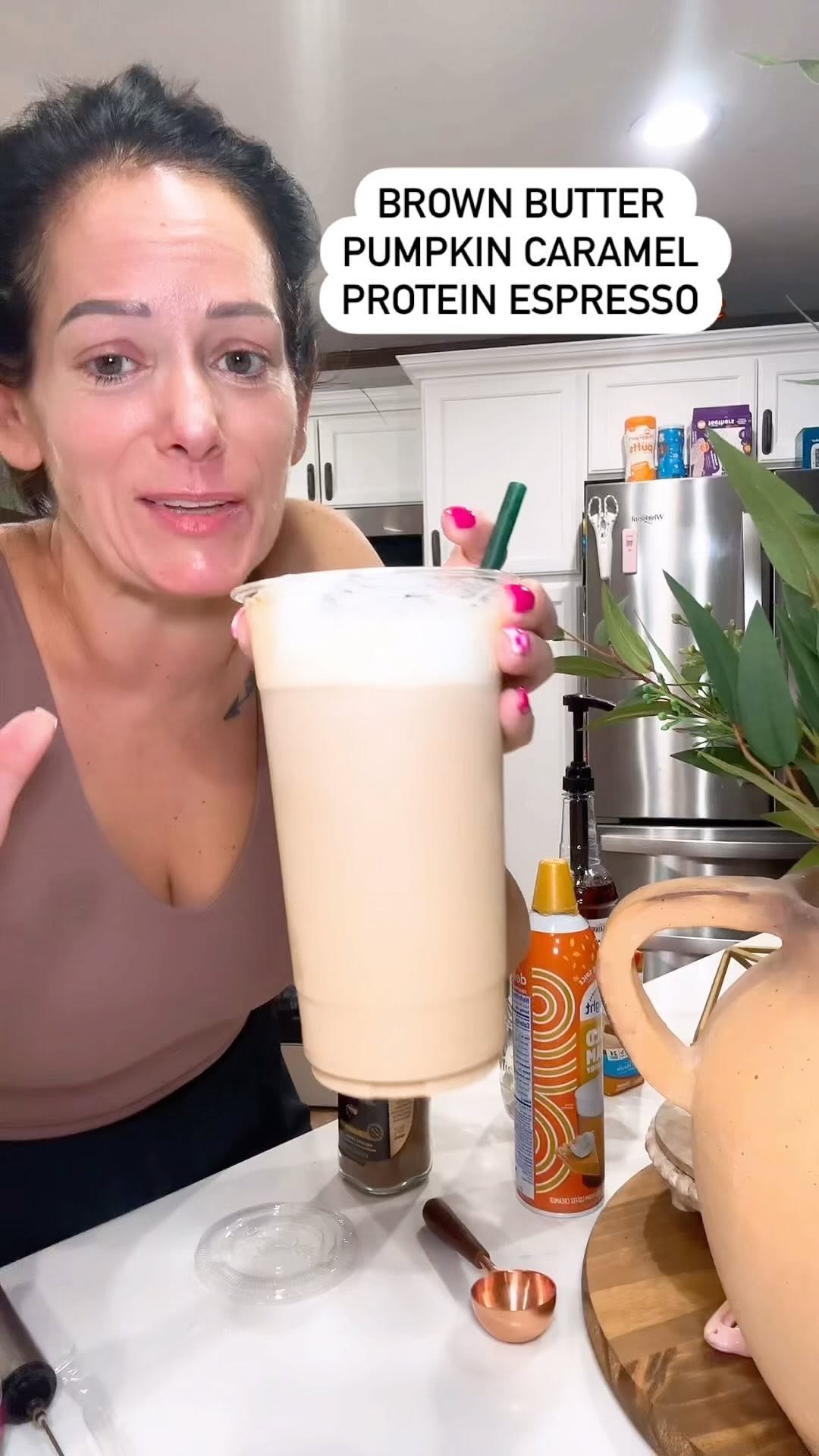 Instagram post by @takingmylifebackat42 for Premier Protein. Caption reads: ✨HAPPY WEEKEND✨
This Brown Butter Pumpkin Caramel....