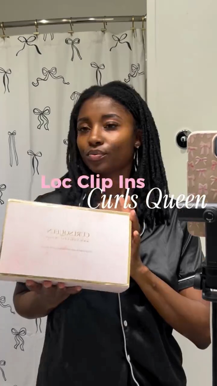 Instagram post by @_silvermonique for Curlsqueen. Caption reads: [...] Clip-in Human Hair Standard Loc Extensions....