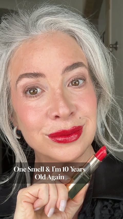 Instagram post by @silverliberation for L'Oréal Paris. Caption reads: One smell and I’m 10 years old again... sitting on....