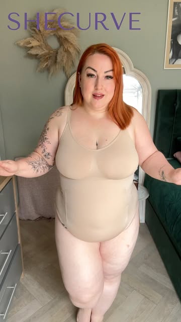 Instagram post by @curvy_crazy_cute for SheCurve. Caption reads: [...] V Camisole Bodysuit Shapewear from....