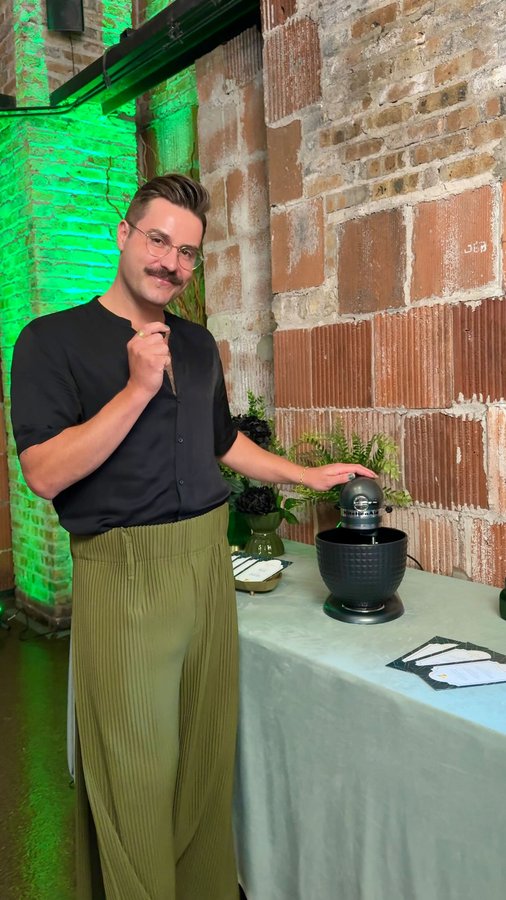 Instagram post by @chefreillymeehan for KitchenAid. Caption reads: Drawing on the iconic @Kitchenaidusa colors for....