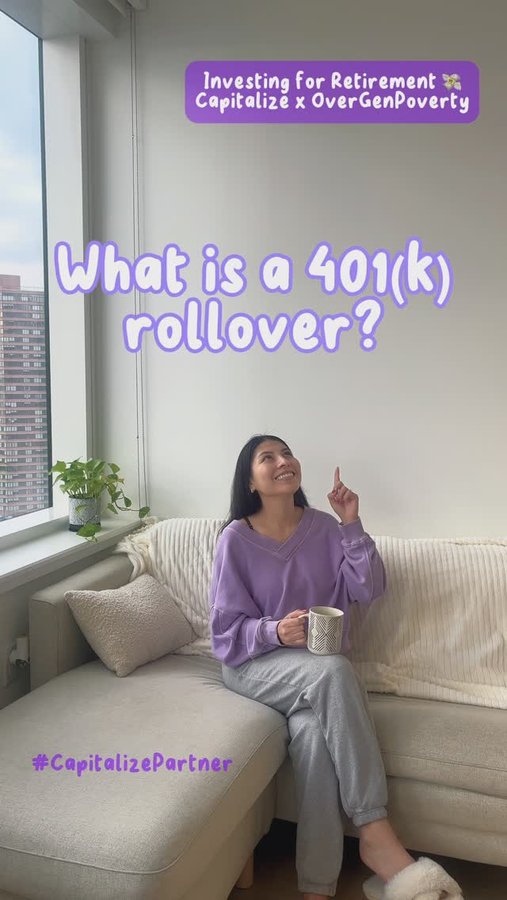 Instagram post by @overgenpoverty for Capitalize. Caption reads: 💸 Wondering what a 401(k) rollover is? 

Let’s....