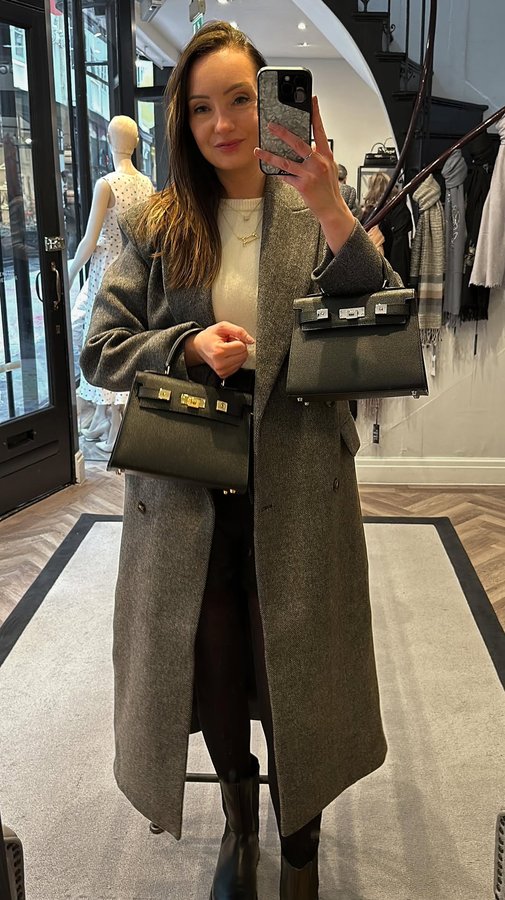 Instagram post by an influencer for Lalage Beaumont Handbags & Clothing. Caption reads: *AD. Come shopping with me at one of my favorite....