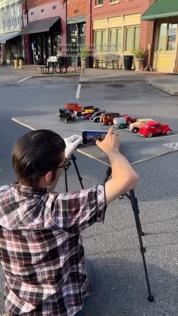 Instagram post by @anthony_ryan_schmidt_ for Kickstarter. Caption reads: 🚗 Photographer @anthony_ryan_schmidt_ is hitting....