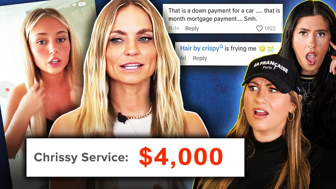 YouTube post by @TheSeshPodcast for Leesa. Caption reads: Hair By Chrissy's $4K Extensions Are a SCAM?!.